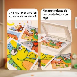 Marco para Dibujos Niños,Marcos de Arte,Marcos para Cuadros,Cuadros para Fotos de Ilustraciones A4,Puede Suspender Horizontal o Longitudinalmente,Exhibición de pared o mesa para el hogar(Blanco)