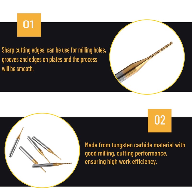 10pcs PCB End Mill Set Tungsten 1mm End Mill Carbide