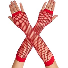 OTPEH Lone Fishnet Gloves Fingerless For Women Fish Net Arm Sleeve Mesh Emo Goth Punk 80s Scene Accessories