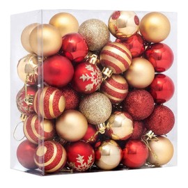DOITOOL 50PCS Christmas Ball Ornaments for Xmas Tree Decoration, 2.3 Inch Red and Gold Shatterproof Christmas Ornaments Balls Set for Christmas Tree Decoration Hanging