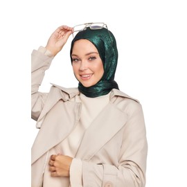 Gigi Scarfs Hijab Scarf for Women – Long & Soft Hijab, Shawl, Head Scarf, Gi Shine Jacquard Shawl – 29.5" x 72.8" (Emerald Green & Black, 29.5" x 72.8", Gi Shine)