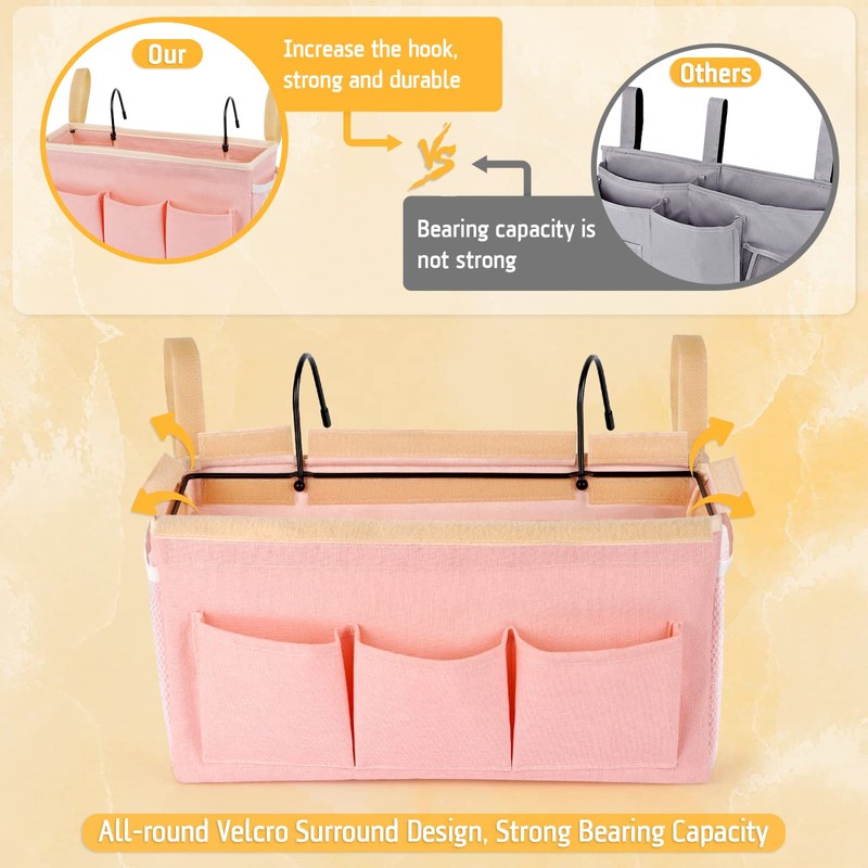 Lilithye Bedside Organizer with Fixed Straps and Water Bottle Holder