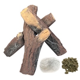 MrGas 3 Pcs Ceramic Fireplace Logs, Decoration Gas Log for Outdoor Indoor Fireplace, Heat Resistant Realistic Fake Logs for Ventless, Vented, Gas Inserts, Fire Pits