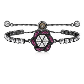 JunyiDIY Black Box Chain Tennis Bracelet | Flower Charm Encrusted Colorful Diamond Charm Bracelet for Woman Mother Wife's Luminous Crystal Mother's Day Jewelry