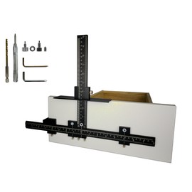 Heavy-Duty Aluminum Alloy Cabinet Hardware Jig with Puncher, Cabinet Hardware Jig with Screw Driver and Twist Drill, Adjustable Template for Handles, Knobs, Pulls, and Drawer Front Installations