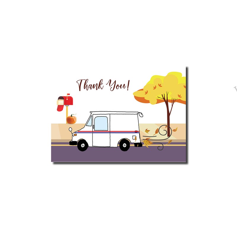 Thank You cards from Mail Carrier 25 pack postcards-Fall
