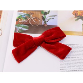 Large Hair Bows Clips Penta Angel 2Pcs 5 Inch Big Velvet Hair Bows with Alligator Clips Ponytail Accessories for Women Teens Girls (Red)
