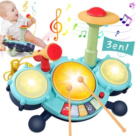 US Materiales Importados - Juguetes de Instrumentos Musicales, Batería Infantil con Baquetas, Teclado de Piano y Micrófono, Desarrollar El Talento Musical de los Niños, Regalo Perfecto para Tu Pequeño