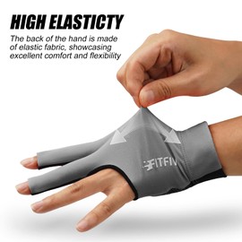 FITFIV Billiards Glove Professional 3-Finger Pool Glove for Left Hand, Snooker Cue Gloves for Men and Women