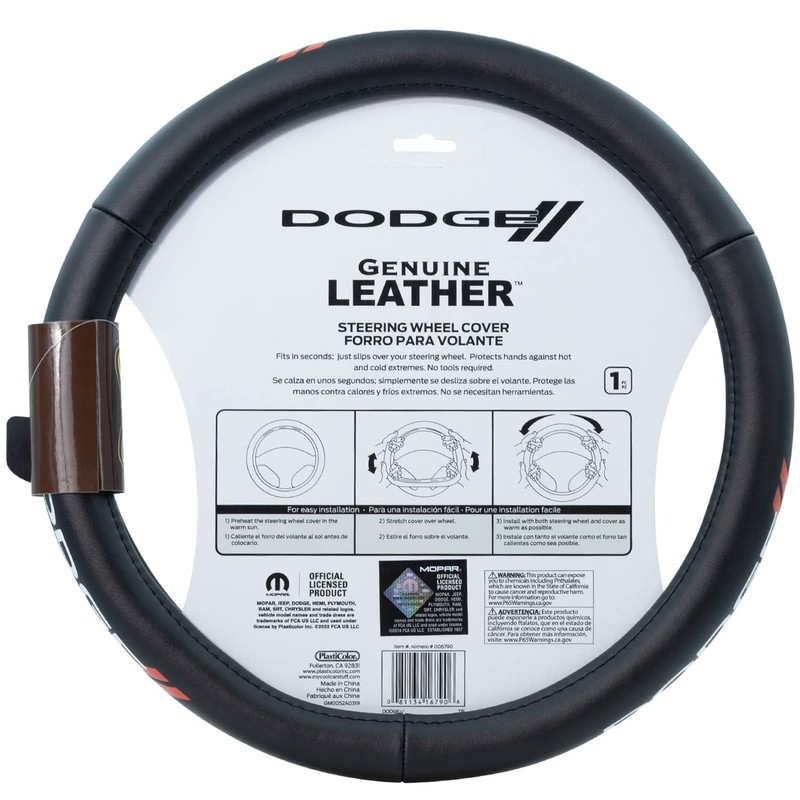 Plasticolor 006790R01 Dodge//Genuine Leather Steering Wheel Cover