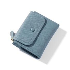 Haffukiry Bifold Wallet, Women's, Mini Wallet, 6 Card Slots, Zippered Coin Purse, Popular, Compact, Good Hand, Easy to Use, Large Capacity, Folding Wallet, 01-blue