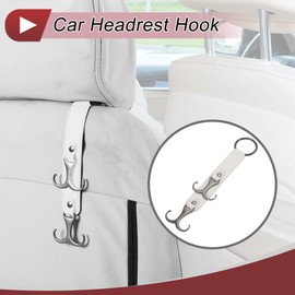 HEROFFIX 1 Stück für Geldbörsen und Taschen, Regenschirme usw. Auto-Kopfstützenhaken Robuste Auto-Rücksitz-Organizer-Haken Weißes Kunstleder Metall 24,5 cm x 5,2 cm