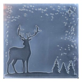 Kwan Crafts Merry Christmas Snowfall Deer Tree Star Plastic Embossing Folders for Card Making Scrapbooking and Other Paper Crafts, 15x15cm
