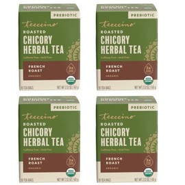 Teeccino Té de hierbas - Asado francés - Té de hierbas rico y tostado que no contiene cafeína y prebiótico para energía natural, alternativa al café, 10 bolsas de té (paquete de 4)