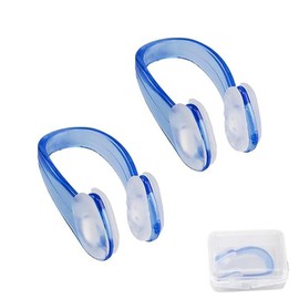 Swimming Nose Clip Swimming Nose Pinch Silica Gel Material Reusable Unisex Portable Swimming Gym Pool Accessories Adult Training Kids Anti-Slip Storage Case Blue Set of 2