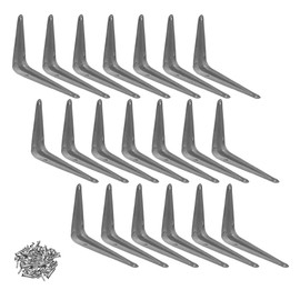 Wideskall Metal 4" x 5" inch Wall Corner Angle Shelving Shelf Brackets, Grey, Pack of 20
