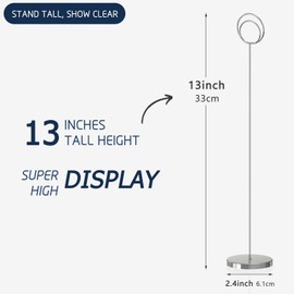 QingVoTool Table Number Holders 4Pcs - 13 inch Place Card Holder Metal Super Tall Table Number Stands for Wedding Party Graduation Reception Restaurant Home Photo Picture Office Memo Birthday, Silver