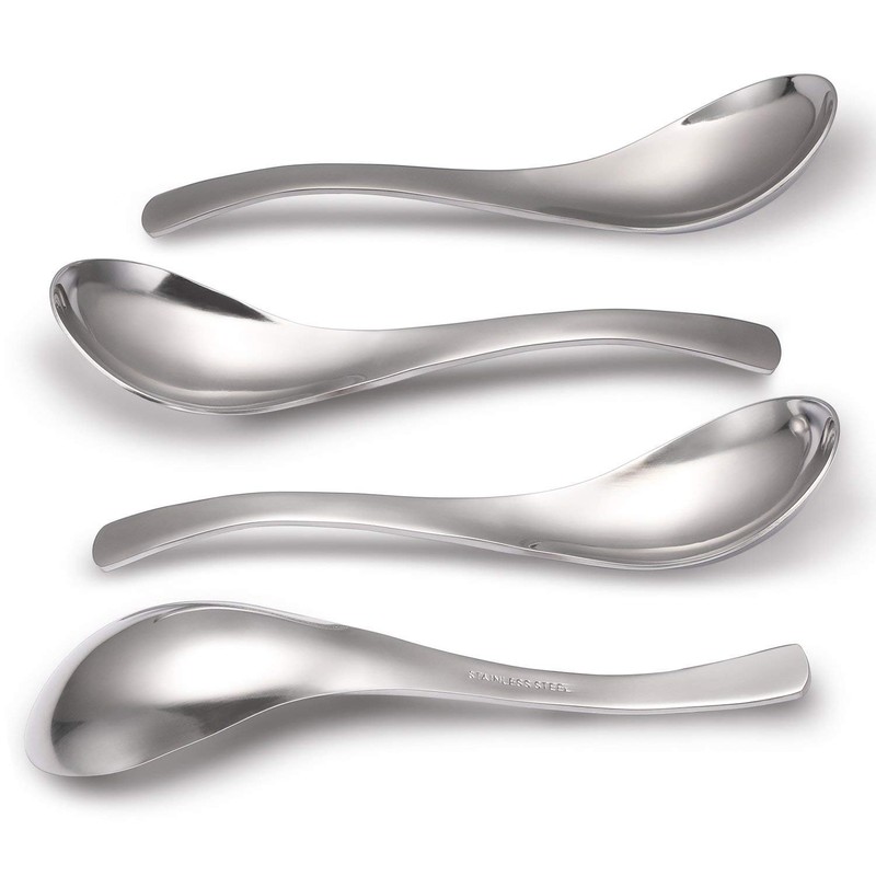 COMIART Stainless Steel Soup Spoon Set of 6, Asian Japanese