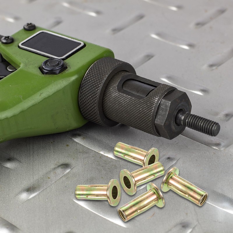 sourcing map Multi-Grip Rivet-Nut, M10 Pre-Bulbed Shank Carbon Steel Color-Zinc-Plated