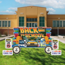 VictoryStore Welcome Back to School Yard Decorations, Large Back To School Yard Sign, 7 Yard Signs, Time for School Lawn Signs with Stakes