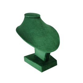 SCIKHEFT Mini Pendant Jewelry Display Stand Bust White PU Holder Black Velvet Mannequin Necklace Stand Wooden Portrait Model 12cm (Green)