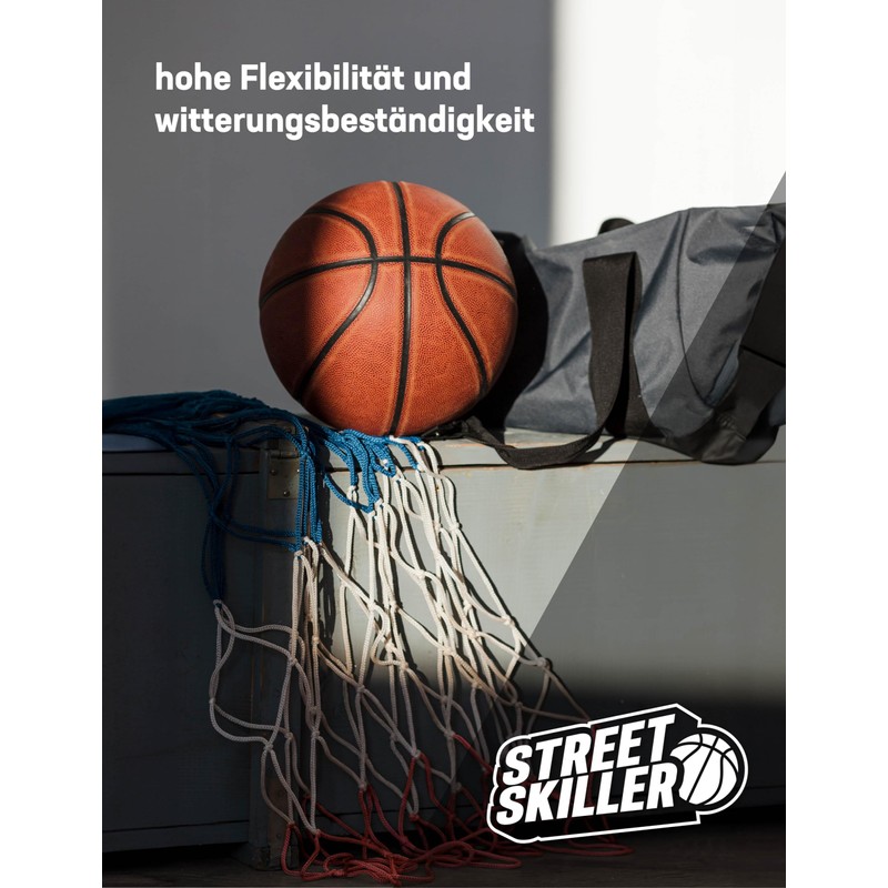 STREETSKILLER Braided Basketball Net Made of Weather-Resistant Nylon, Suitable for