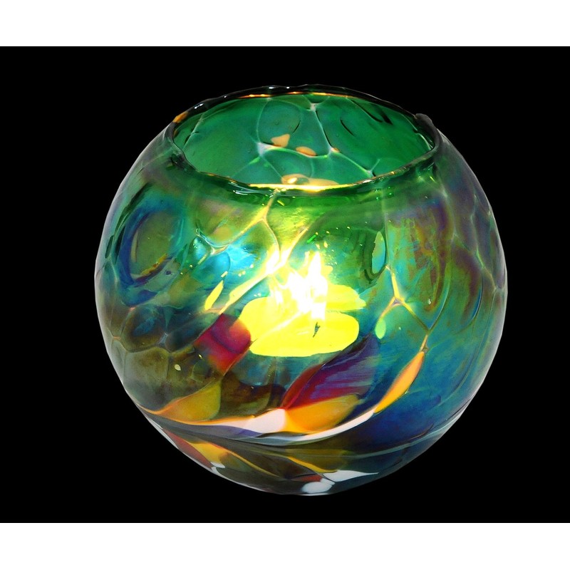 D&J Glassware Friendship Mini Globe Tea Light in a Green