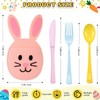 Teecyhooo 160 Pcs Pastel Plastic Silverware Rabbit Party Supplies Plastic