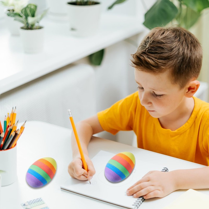 Pack of 4 Easter Egg Erasers, Colourful Erasers for Easter