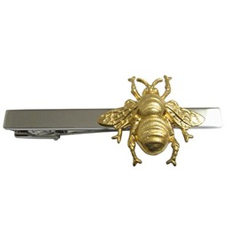 Gold Toned Large Bee Bug Insect Pendant Square Tie Clip