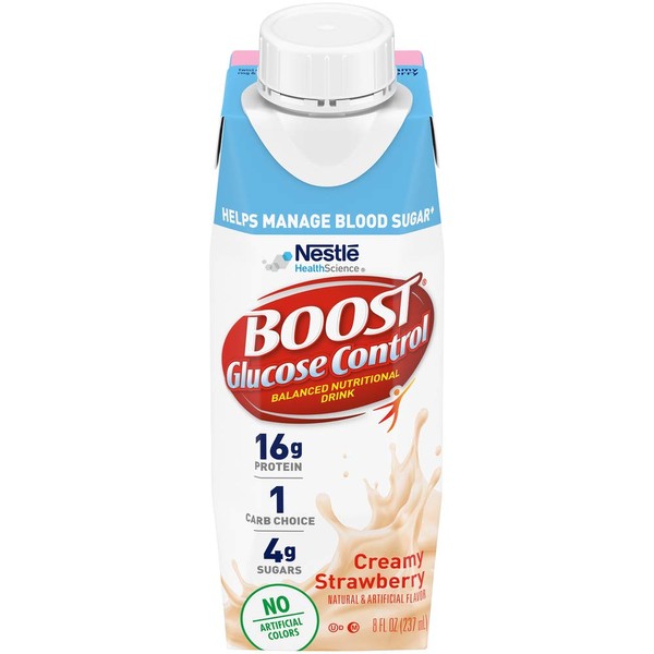 BOOST Glucose Control, Creamy Strawberry, Liquid, 8 fl oz Carton (4 x 6 Packs)