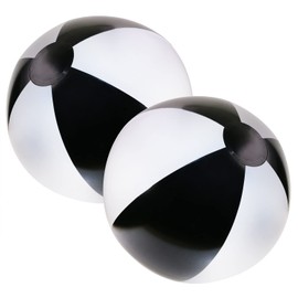 PENTA ANGEL Beach Balls 2PCS 12 Inch Inflatable/Blow Up Classic Rainbow Color Summer Swimming Pool Party Favors Water Toy Beachball for Women Men Adults Playing (Black&White, 12 Inch)