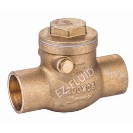 (1Pc) EZ-Fluid 3/4" C X C Sweat Solder Brass Swing Check Valve,Horizontal T Pattern One-Way Non-Return Check Valve,Backflow Water Prevent Valve Lead-Free