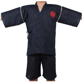 Fancy Pumpkin Jinbei Men’s Japanese Yukata Kimono, House Robe, Pyjamas, Bathrobe - xl