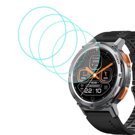 smaate Tempered Glass Screen Protector Compatible with KOSPET TANK T2, AMAZTIM T2 1.43” Man’s Rugged Round Smart Watch, 4pcs, 9H