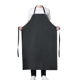 Jaspfct Waterproof Rubber Vinyl Apron, 43'' for Dishwashing/Kitchen Cooking, Chemical Resistant MD006-Blackred