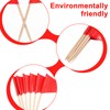 Qianyu 100 Pcs Solid Toothpick Flags Small Mini Plain Red