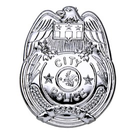 Silver Police Badge Badge Accessory for Cops & Robbers Fancy Dress Up Costumes & Outfits