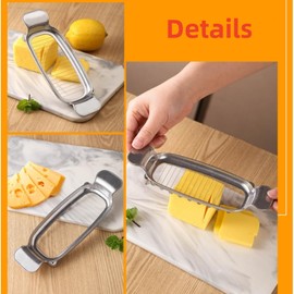 WYCWYQDR Butter & Cheese Slicer Stainless Steel Multipurpose Cheese Slicer，With Ergonomic Handle, Suitable For Cutting Cheese, Butter, Eggs, Fruit And Other Softer Solid Food Use.