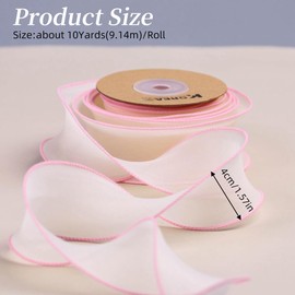 CABODYALS About 2 Inch Pink Sheer Wired Ribbon Organza Chiffon Ribbon Pastel Candy Color Transparent Silk Ribbons Bulk with Spool for Gift Wrapping Craft Christmas Wedding Invitations Decor Supplies