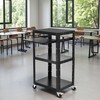 DWVO AV Presentation Cart Stand w/Power Strip & Casters, Adjustable