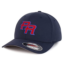 Trendy Apparel Shop Puerto Rico PR Embroidered Flexfit Fitted Cap - Navy - L-XL
