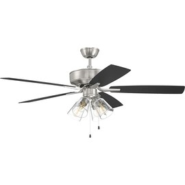 Craftmade P104BNK5-52FBGW Pro Plus 52" Ceiling Fan with LED Lights & Pull Chain, Brushed Polished Nickel