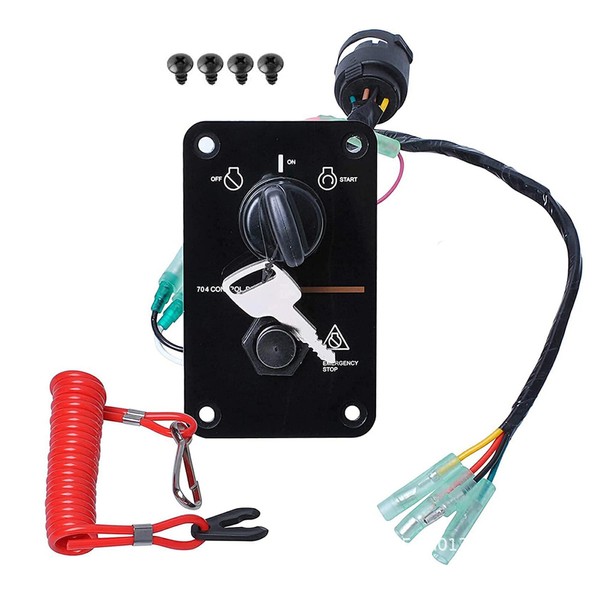 AIXXCUVQ Outboard Single Engine Key Switch Assembly Panel Fits 704-82570-12-00