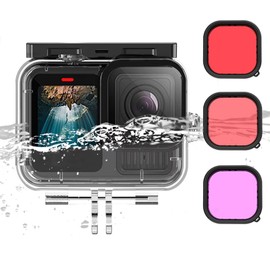 Honbobo Waterproof Case+Dive Filters for GoPro Hero 13 Black, Dive Case 45M for GoPro Hero 13/12/11/10 Black Underwater Housing Protective Housing Case Waterproof Shell Underwater Filters Accessories