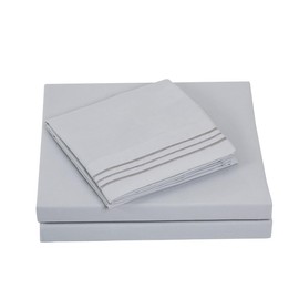 Textilia 4 Piece Queen Gray Bed Sheet Set- 100% Brushed Microfiber Sheets with 1500 Thread Count Wrinkle and Fade Resistant, Hypoallergenic Bedding That Fits Mattresses up to 15" Deep.