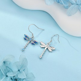 Dragonfly Earrings S925 Sterling Silver Dragonfly Leverback Earrings Dragonflies Jewelry Gifts For Women Mom Wife