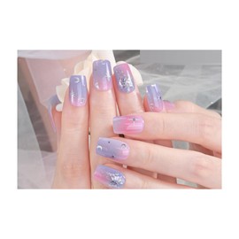 Winning Smile Fully Cured Gel Nail Stricker, UV Free Nail Polish Strips, Salon Class, Long Lasting, Easy Apply & Remove, Includes 22 Strips, 1 Prep Pad, 1 Nail File & 1 Wooden Stick (Pruple Pink)