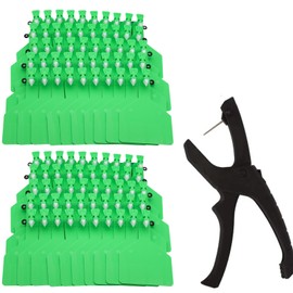 100Pcs Z Tags One-Piece Cattle Ear Tags TPU Blank Livestock Animal Identification with Professional Animal Ear tag applicator for Cattle,Sheep Goat, Pig (Green)