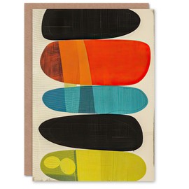 Artery8 Greeting Card Mid Century Modern Abstract Colour Shades Blank For Him Or Her Art Birthday Card